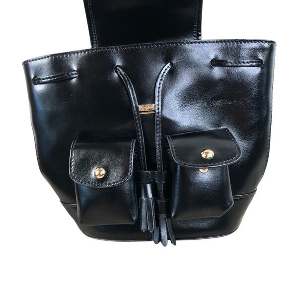 J.CREW Italian Leather Backpack Black Adjustable Small Stylish City Travel NWOT main image 6